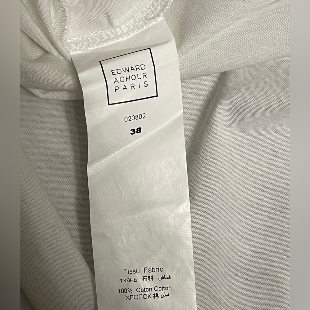 Edward Achour Paris Bow Sailor Style White High-Low Blouse Size 38 (Medium) - Picture 7 of 8